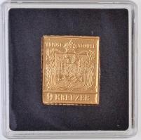 DN Világ Bélyegcsodái - Habsburg Birodalom 9 Kreuzer 1850 aranyozott Cu bélyegérem tanúsítvánnyal (21,4x24,8mm) T:PP