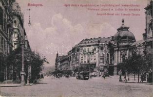 Budapest XIII. Lipót körút, Vígszínház, villamosok, Bioskop Mozgó mozi,