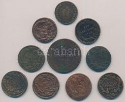 1760-1812. 10db-os vegyes rézkrajcár tétel, közte 1812B 3kr Cu T:2-,3