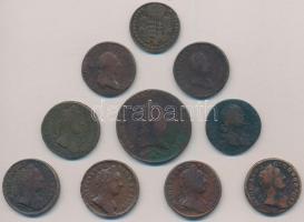 1760-1812. 10db-os vegyes rézkrajcár tétel, közte 1812B 3kr Cu T:2-,3