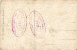 Temesvár, Timisoara; Jenő herceg tér, Hungária Biztosító rt. fiókja, villamos, üzlet. Polatsek kiadá...