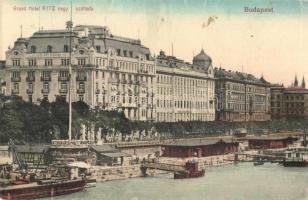 Budapest V. Grand Hotel Ritz, villamosok, uszály, N. M. Bp.