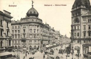 Budapest VIII. Rákóczi út (Blaha Lujza tér), villamos, üzletek