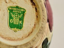 Gmundenkeramik Austria virágmintás váza, matricával jelzett, hibátlan, m: 17 cm