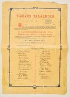 1904 Kassai Magy. Kir. Áll. Felsőiparkosila végztett hallgatóinak tíz éves találkozóra szólító okmánya, aláírásokkal, szélén szakadt, 49x34 cm