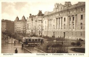 Budapest V. Szabadság tér, Tőzsde palota, villamos