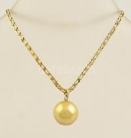 Aranyozott ezüst(Ag) karkötő gömb függővel, jelzés nélkül, h: 16 cm, 3,4 g