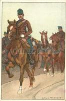 Fröhliche Weihnachten! Glückliches Neujahr! / K.u.K. Officers, cavalry, hussars, military art postcard s: Ludwig Koch