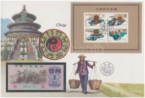 Kína 1962. 1J felbélyegzett borítékban T:I China 1962. 1 Jiao in envelope with stamps and overprint C:UNC