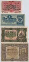 1916-1920. 7db-os vegyes magyar korona bankjegy tétel, közte 1920. 2K ab sorozatjellel, csillagos sorszámmal T:I--III-