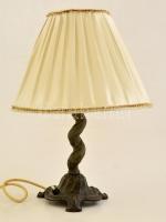 Csavart szárú asztali lámpa, fém, nem kipróbált, textil burával, m:47 cm