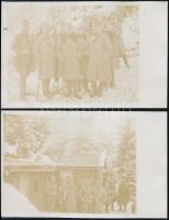 1917 Osztrák-magyar katonák a harcok szünetében, román-front, Gladul, 2 db fotólap, 9x14 cm