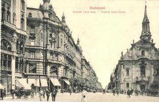 Budapest VIII. Kossuth Lajos utca, Pension Exquisite szálloda, Kőszegi H., Stein, Mérő L. és Társa üzlete, Szent Rókus kórház - képeslapfüzetből