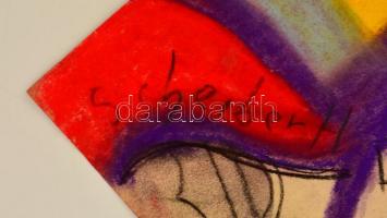 Scheiber jelzéssel: Kalapos nő. Pasztell, papír, 43×30 cm