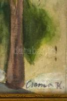 Cserna jelzéssel: Pálmafák a hídnál. Akvarell, papír, üvegezett keretben, 28×38 cm