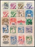 Közel 200 klf okmány- és illetékbélyeg 6 lapos kis berakóban