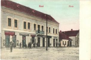 Élesd, Alesd; Fő tér, Karbonar János, Sternberg Ignác, Novák Kálmán üzlete, fodrászat. Sternberg Ignác saját kiadása / main square, shops, hairdresser, publishers shop (EK)