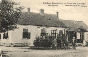 Gavosdia, Gavojdia; Körjegyzőlak, kerékpár / Wohnhaus der Kreisnotars / notarys villa, bicycle (kis szakadás / small tear)