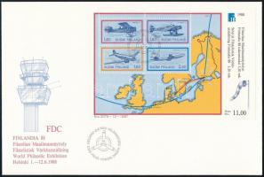 International Stamp Exhibition FINLANDIA '88, Helsinki block FDC, Nemzetközi bélyegkiállítás FINLANDIA '88, Helsinki blokk FDC-n