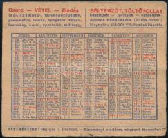 cca 1940 Reklámos kártyanaptár 10x8 cm