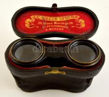 Régi látcső, régi bőr tokban, 6×10 cm