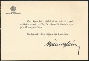 1943 Dr. Bárczay János: Beszámoló az országos árvízvédelmi kormánybiztos 1942-43. évi működéséről. B...