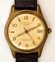 cca 1950 Posor Precision Suisse 15 köves férfi karóra, naptár funkcióval, működő állapotban