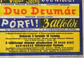 cca 1947 Fővárosi Nagycirkusz a Városligetben, műsorplakát, Klösz Rt. litográfia, hajtott, szélén sz...