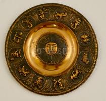 Horoszkópos bronz falitál, jelzés nélkül, d: 18,5 cm