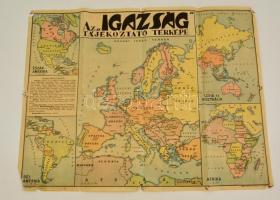1939 Az Igazság tájékoztató térképe, Magyar Földrajzi Intézet különböző léptékben, szélén szakadások, 47×61,5 cm