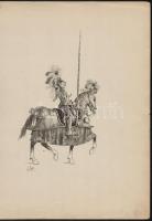 1890 Louis Vallet (1856-1940 Lovas katonákat ábrázoló 5 db színes fametszet. / Wood engravings of ho...