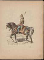 1890 Louis Vallet (1856-1940 Lovas katonákat ábrázoló 5 db színes fametszet. / Wood engravings of ho...