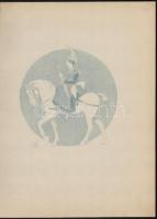 1890 Louis Vallet (1856-1940 Lovas katonákat ábrázoló 5 db színes fametszet. / Wood engravings of horses and soldiers. Paper size 26x34 cm
