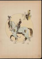 1890 Louis Vallet (1856-1940 Lovas katonákat ábrázoló 5 db színes fametszet. / Wood engravings of ho...