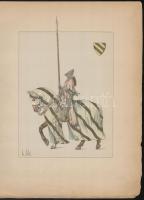 1890 Louis Vallet (1856-1940 Lovas katonákat ábrázoló 5 db színes fametszet. / Wood engravings of ho...