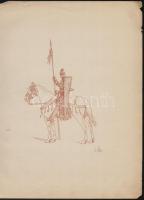 1890 Louis Vallet (1856-1940 Lovas katonákat ábrázoló 5 db színes fametszet. / Wood engravings of ho...