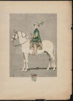 1890 Louis Vallet (1856-1940 Lovas katonákat ábrázoló 5 db színes fametszet. / Wood engravings of ho...