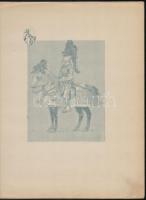1890 Louis Vallet (1856-1940 Lovas katonákat ábrázoló 5 db színes fametszet. / Wood engravings of ho...