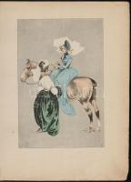 1890 Louis Vallet (1856-1940 Lovas katonákat ábrázoló 5 db színes fametszet. / Wood engravings of ho...