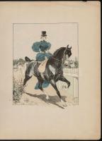 1890 Louis Vallet (1856-1940 Lovas katonákat ábrázoló 5 db színes fametszet. / Wood engravings of ho...