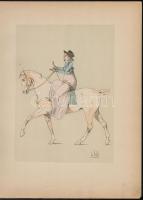 1890 Louis Vallet (1856-1940 Lovas katonákat ábrázoló 5 db színes fametszet. / Wood engravings of ho...