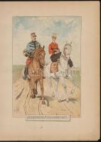 1890 Louis Vallet (1856-1940 Lovas katonákat ábrázoló 5 db színes fametszet. / Wood engravings of ho...