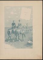 1890 Louis Vallet (1856-1940 Lovas katonákat ábrázoló 4 db színes fametszet. / Wood engravings of horses and soldiers. Paper size 26x34 cm