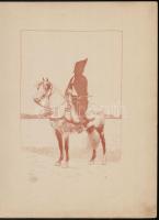 1890 Louis Vallet (1856-1940 Lovas katonákat ábrázoló 4 db színes fametszet. / Wood engravings of ho...