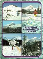 4 db modern sport motívumlap és reklám (Tatai edzőtáborban röplabda, Nyitrai stadion, Rósa Dénes FTC...