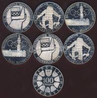 Ausztria 1974-76. 100Sch Ag (7klf db) "Téli olimpia-Innsbruck" komplett sor, bécsi és halli veret is! T:PP