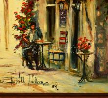 Tóth Gábor (1967-): Francia utca. Olaj, farost, jelzett, fa keretben, 40×30 cm