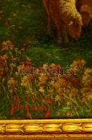 Nieholdy jelzéssel: Birkanyáj. Olaj, vászon(sérült), fa keretben, 52×60 cm