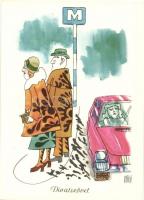 Közlekedési karikatúrák -18 db MODERN motívumos képeslap, képeslapfüzetben - Modern postcard booklet...