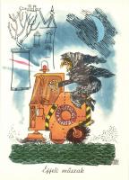 Közlekedési karikatúrák -18 db MODERN motívumos képeslap, képeslapfüzetben - Modern postcard booklet...